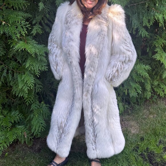 Full Length Genuine Fox Fur Coat Size 10 (8 - 13)  Arctic Golden Isle Fox - Picture 2 of 15